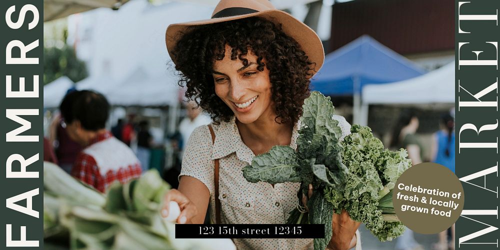 Farmers market  Twitter ad template, editable text