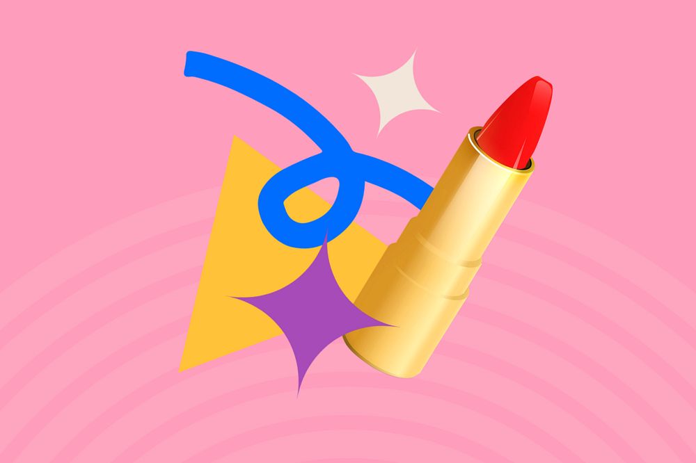 Red lipstick, colorful editable remix design