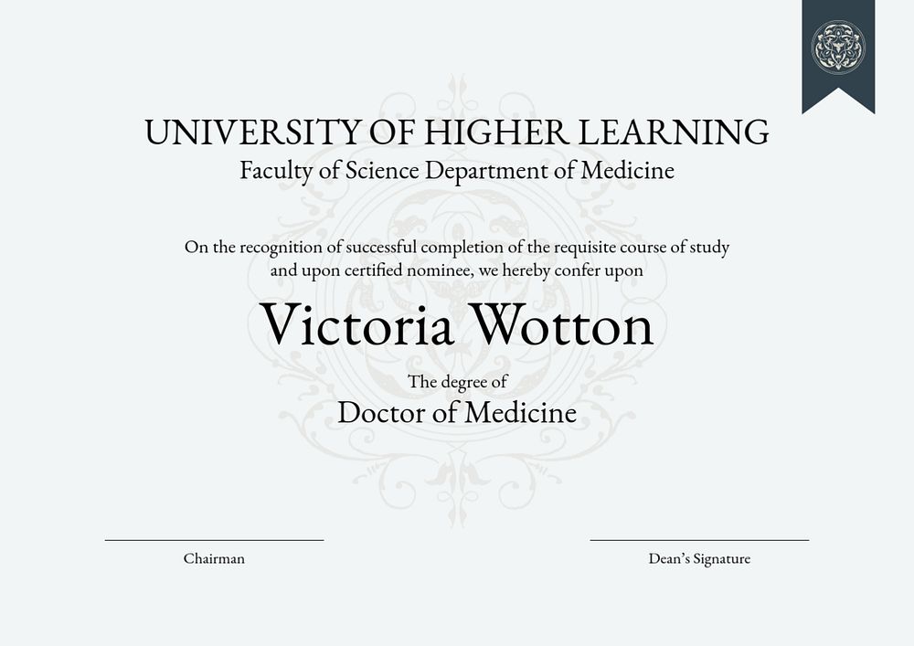 University degree certificate template, editable text