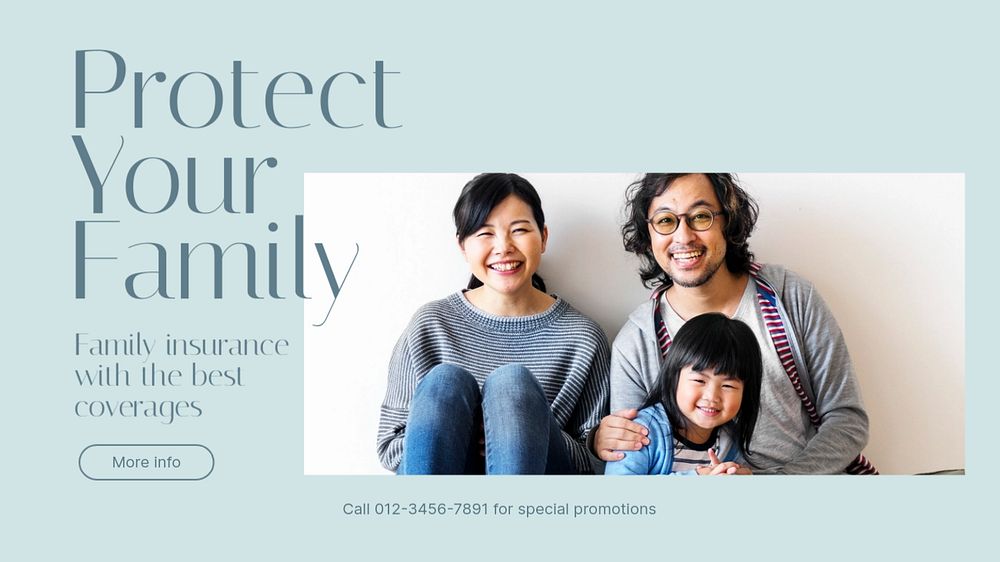 Family insurance blog banner template, editable text