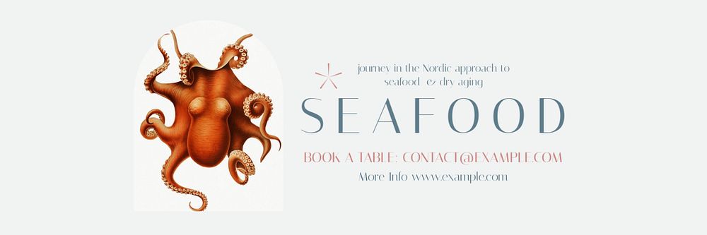 Seafood restaurant  email header template, editable text