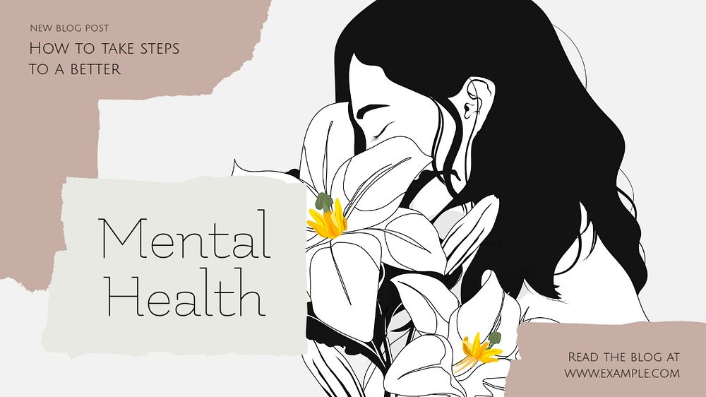 Mental health blog banner template, editable design