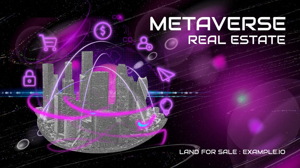 Metaverse property Facebook cover template, retro future design