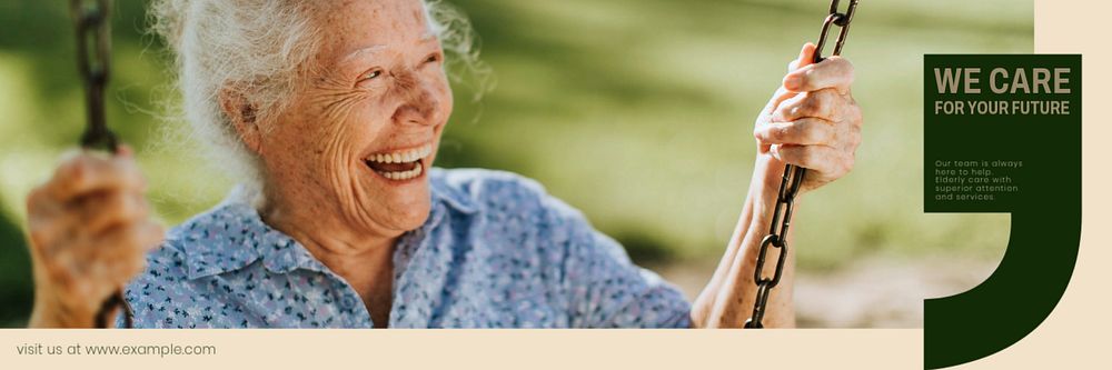 Elderly care  Twitter header template, editable text