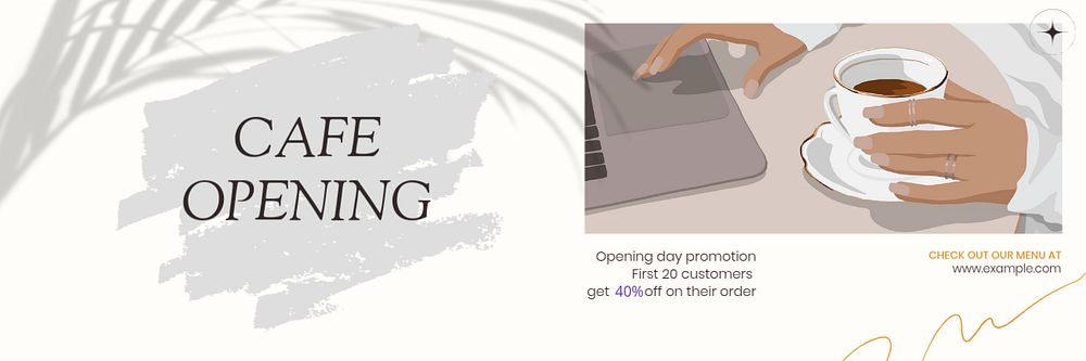 Cafe opening  email header template, editable text