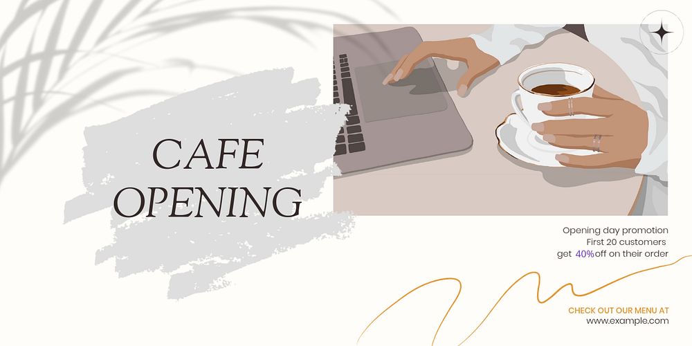 Cafe opening  Twitter ad template, editable text