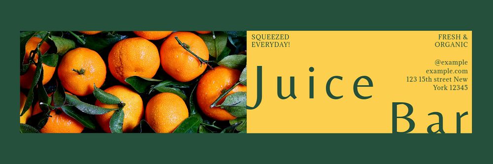 Juice bar email header template, editable text