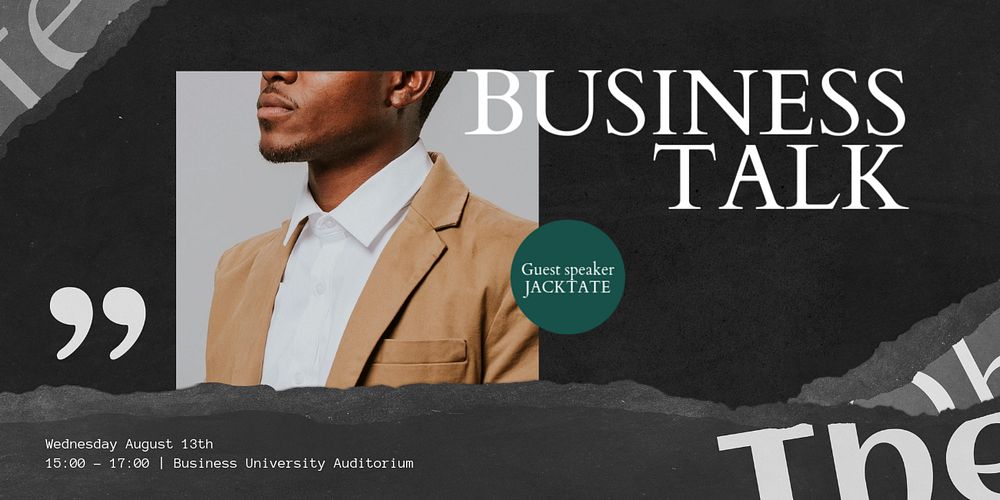 Business talk seminar  Twitter ad template, editable text