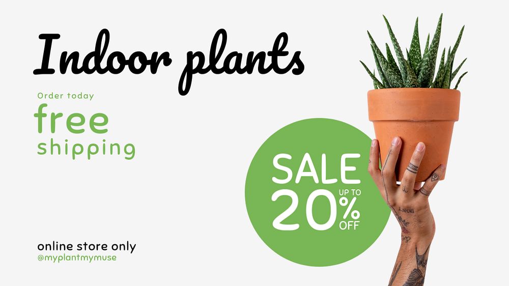 Plant shop blog banner template, editable online store