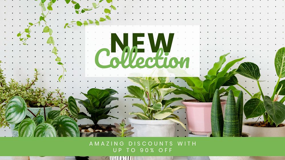 New collection blog banner template, editable plant shop design