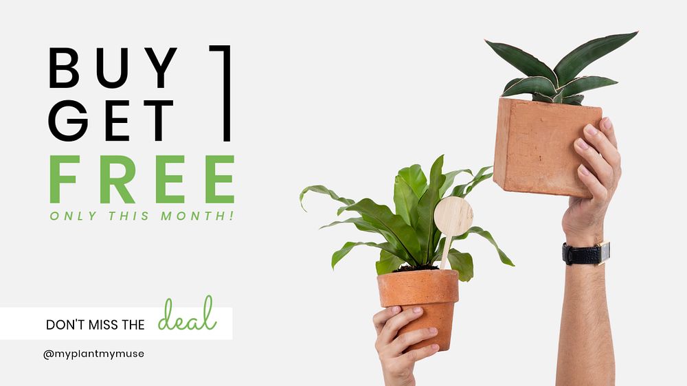 Shop promotion blog banner template, editable plant store design