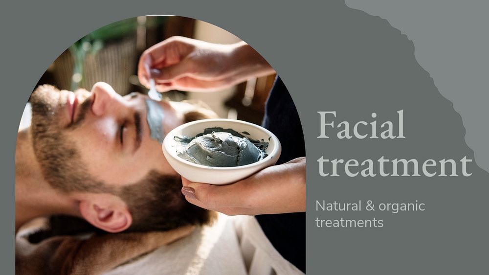 Facial treatment editable presentation template, beauty spa ad