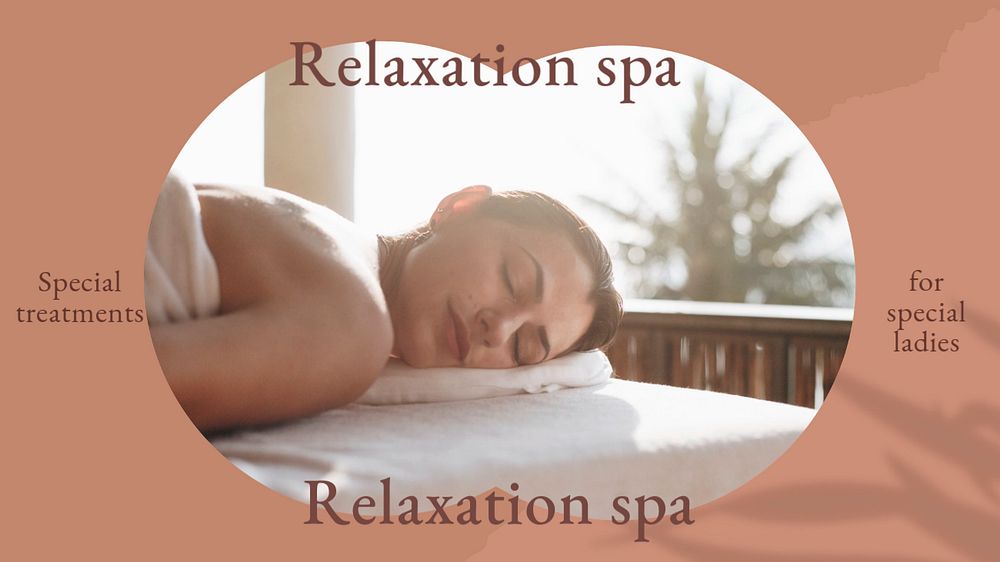 Relaxation spa editable presentation template, wellness business ad