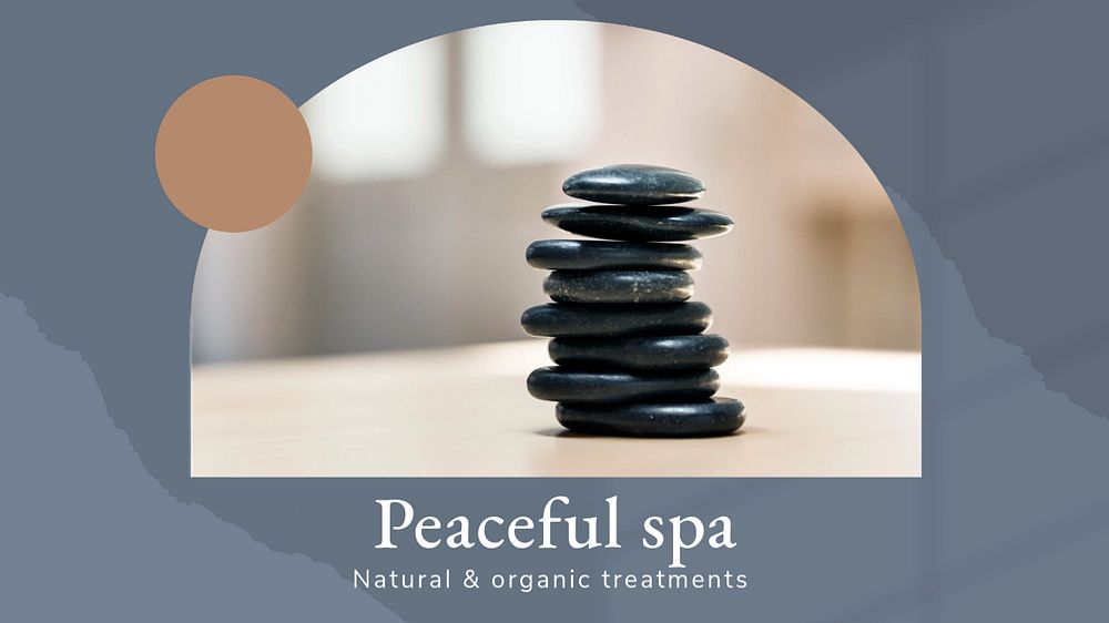 Peaceful spa editable presentation template, zen stones photo