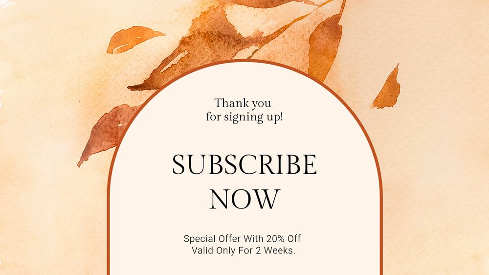 Subscribe now blog banner template, editable watercolor design