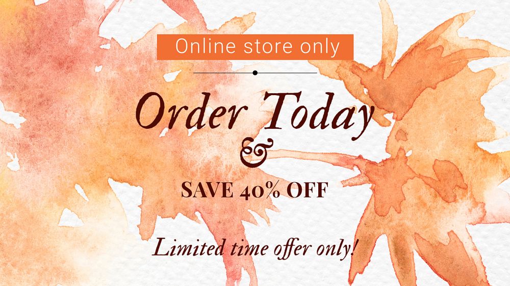 Online shopping blog banner template, editable watercolor design