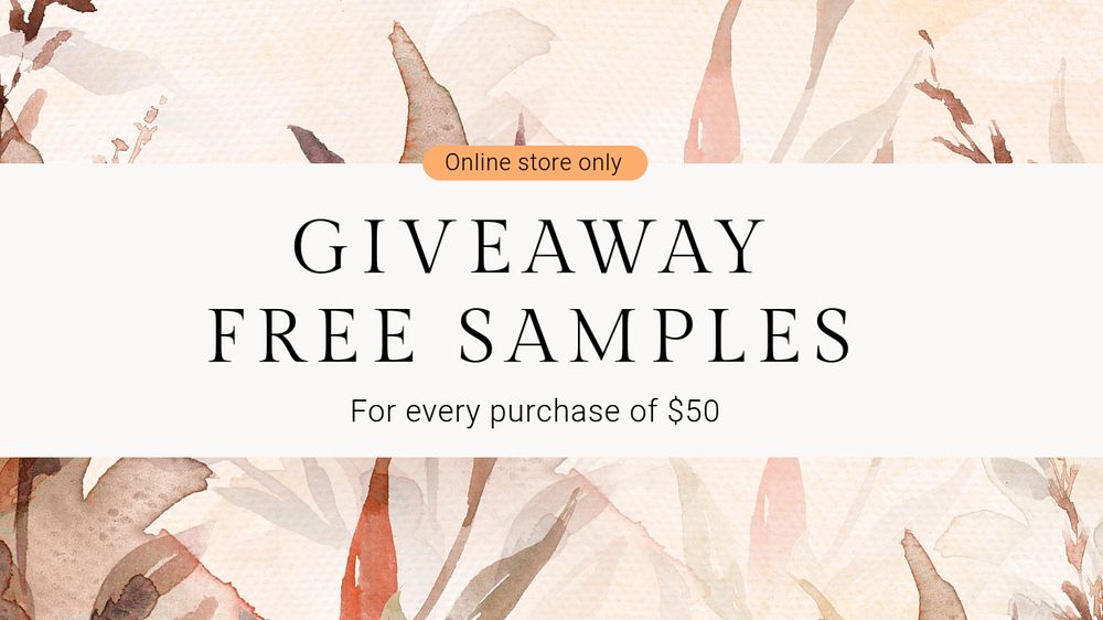 Giveaway free samples presentation template, editable watercolor design