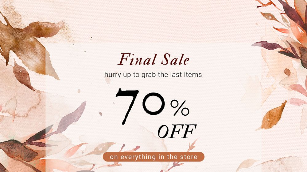 Final sale blog banner template, editable watercolor design