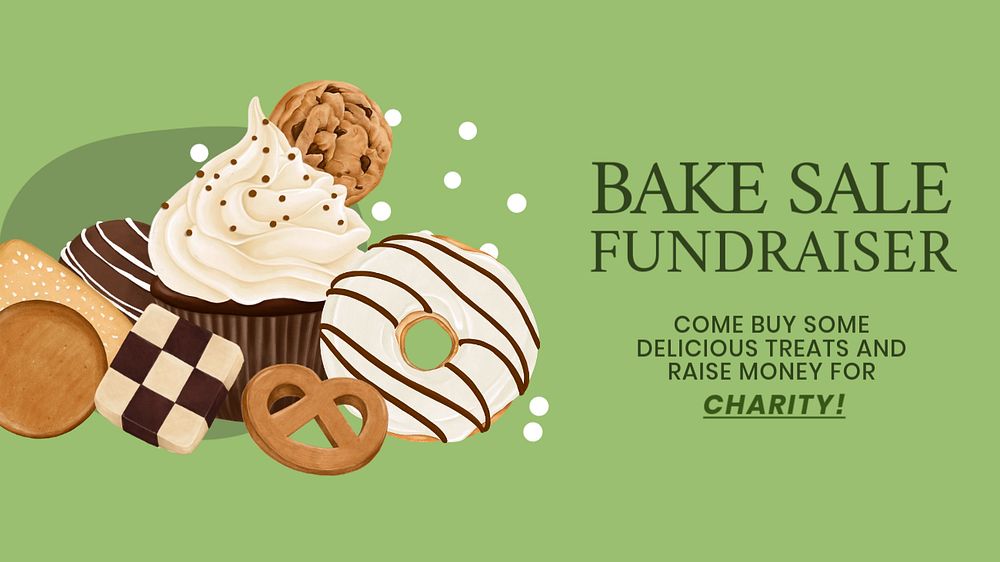 Bake sale YouTube thumbnail template, charity ad