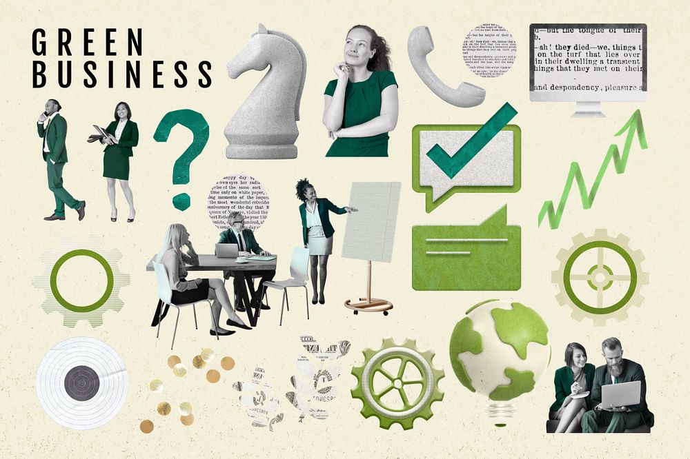 Sustainability green business design element set 