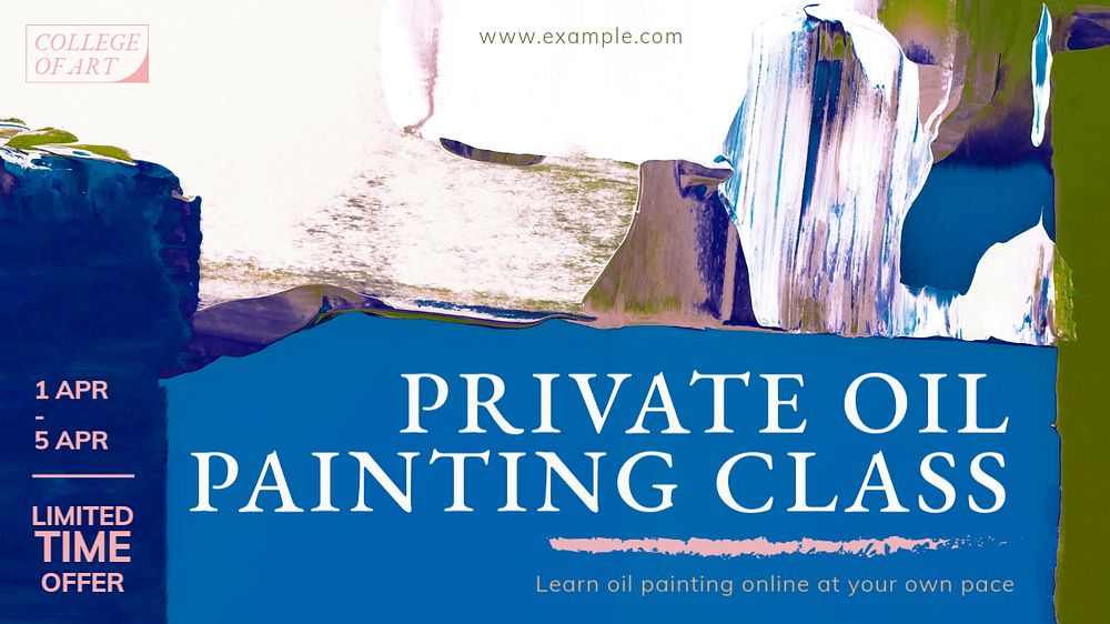 Painting class blog banner template, editable text