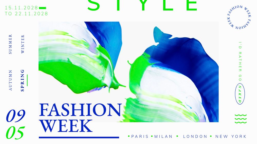 Fashion week blog banner template, editable text