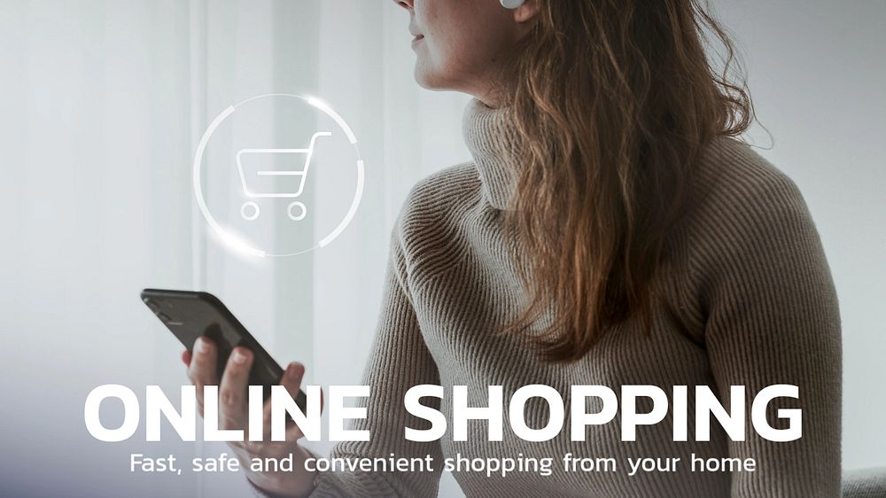 Online shopping blog banner template, editable technology design