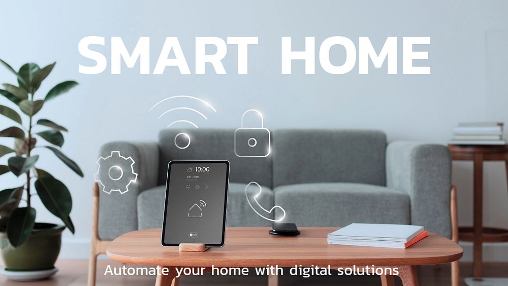 Smart home blog banner template, editable technology design