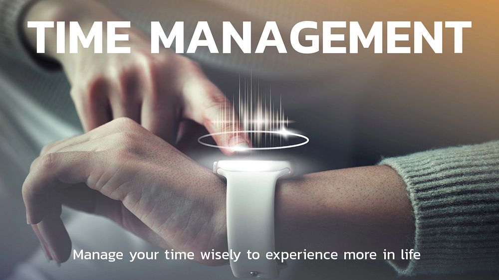 Time management blog banner template, editable technology design