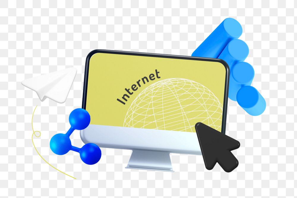 3D internet connection sticker, editable remixed business element design