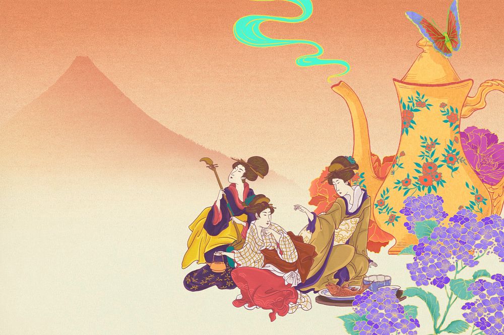 Customizable vintage Japanese women, ukiyo-e remix