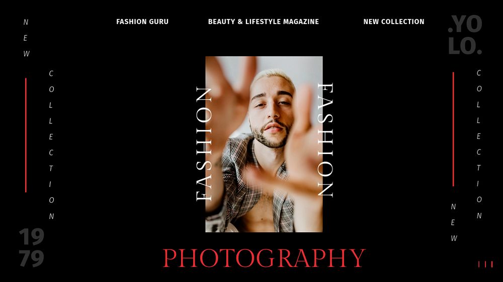 Fashion photography YouTube thumbnail template, online magazine