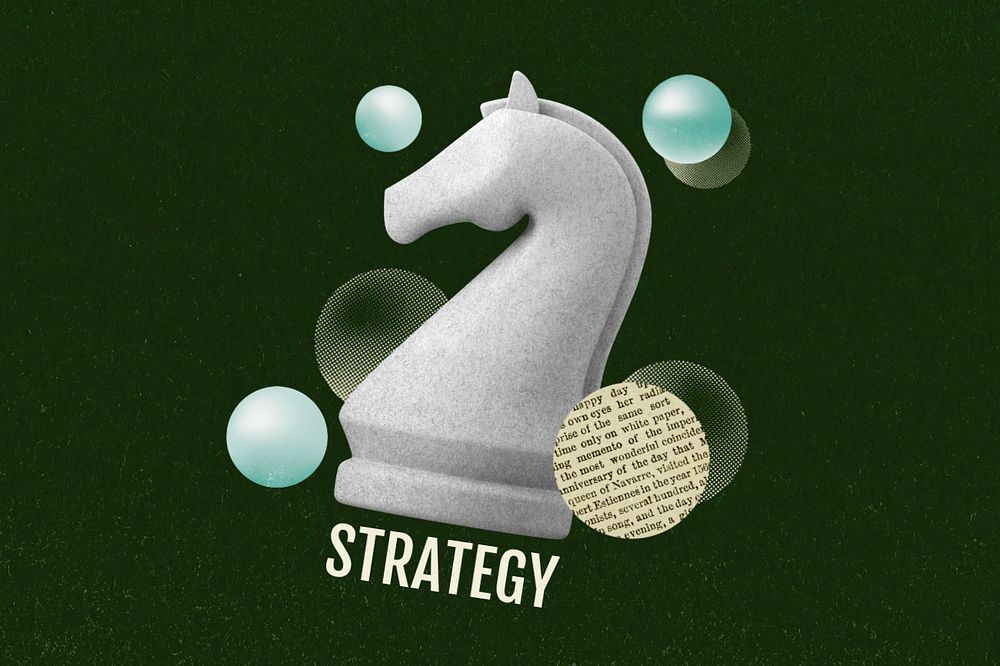 Strategy, knight chess, editable design presentation background