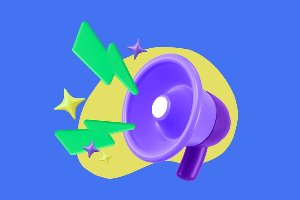 3D megaphone, editable campaign announcement design