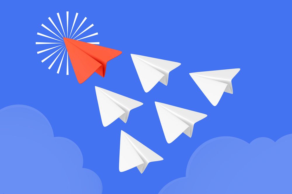 3D flying paper planes, editable postal service design