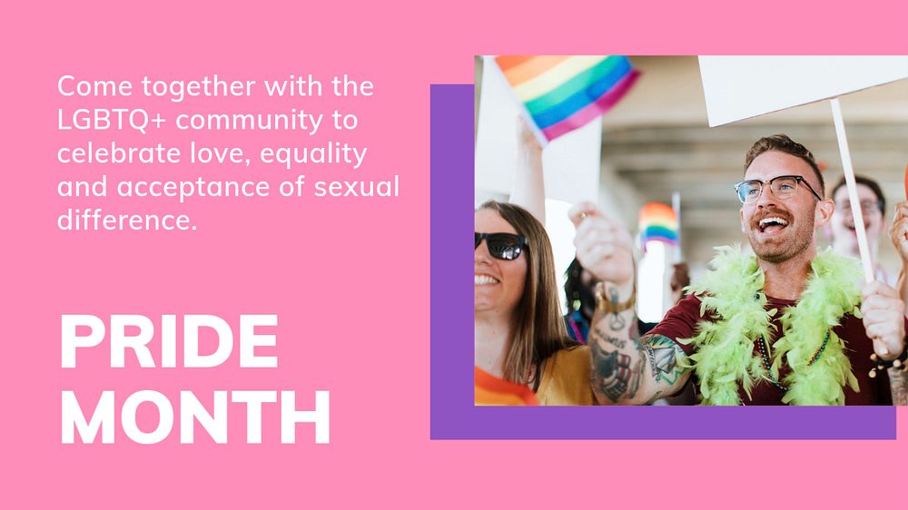 Pride month blog banner template, LGBTQ community ally