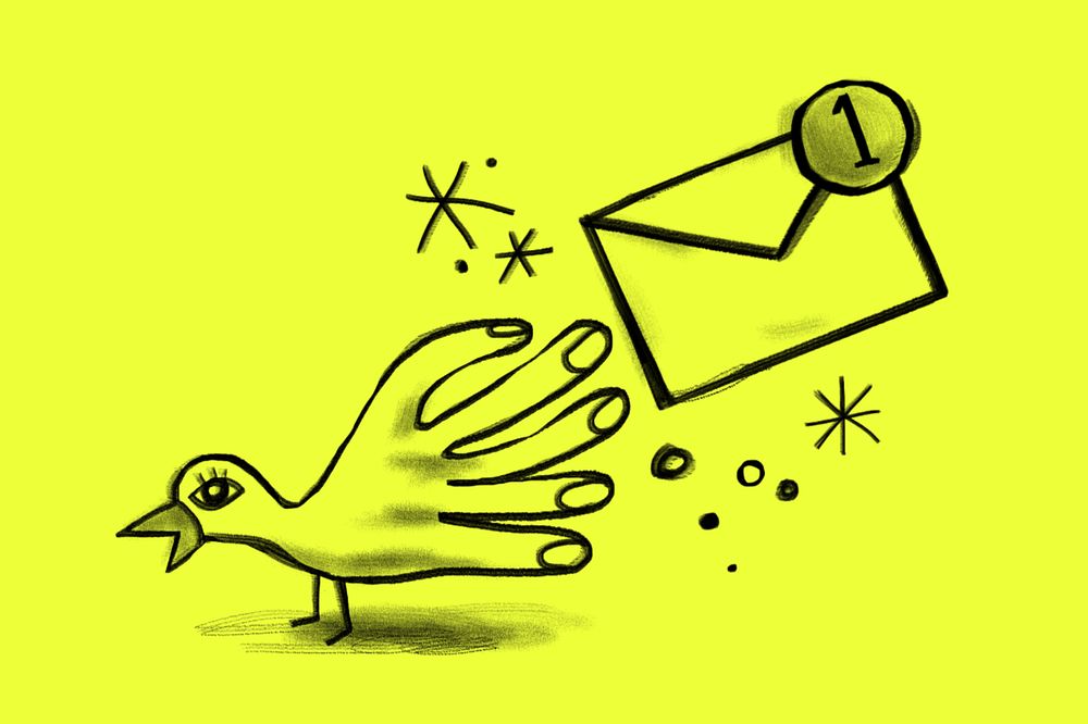 Email sending, pigeon post doodle, editable design