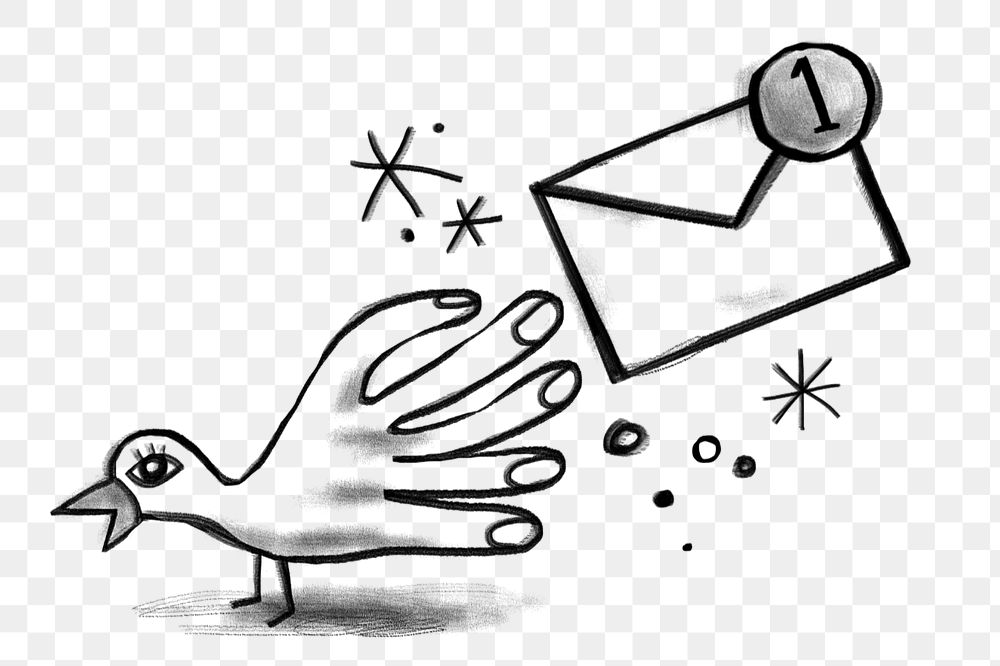 Email sending, pigeon post doodle, editable elements