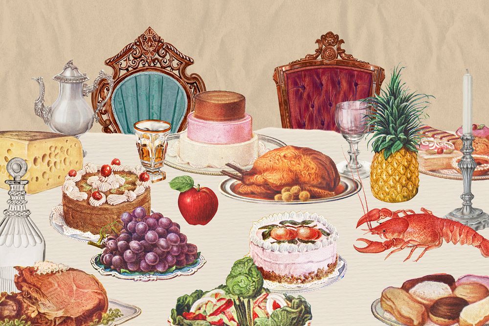 Vintage supper table remix background