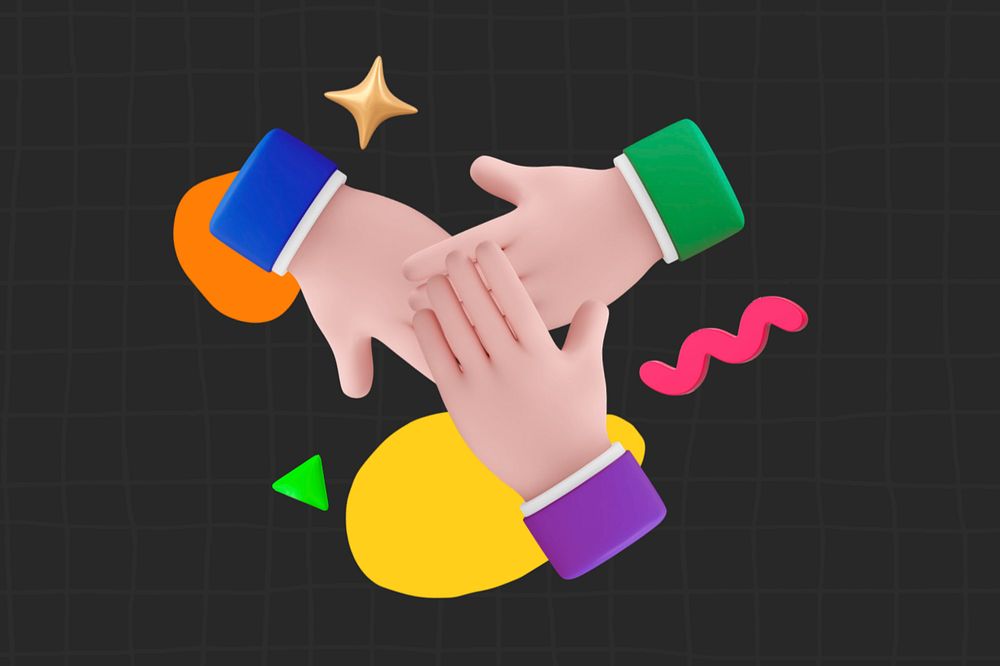 Teamwork & collaboration, colorful 3d customizable design