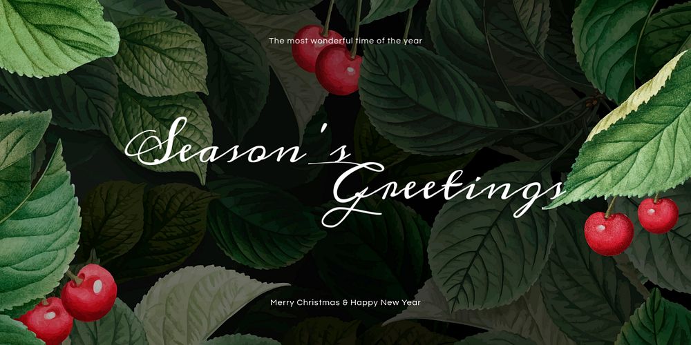 Season's greetings Twitter header template, editable text