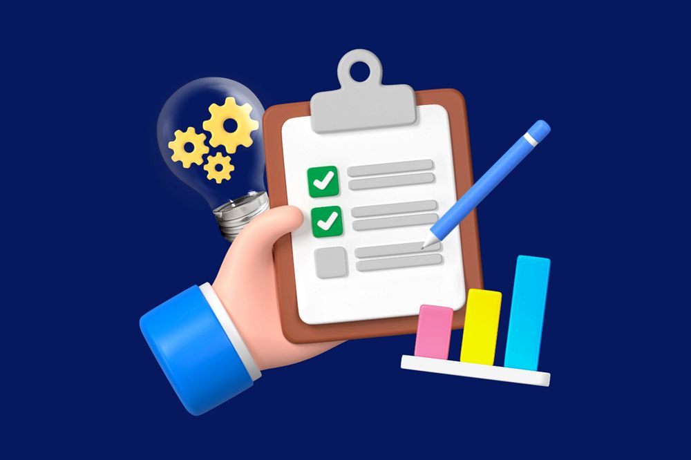 3D company evaluation, editable hand holding checklist remix