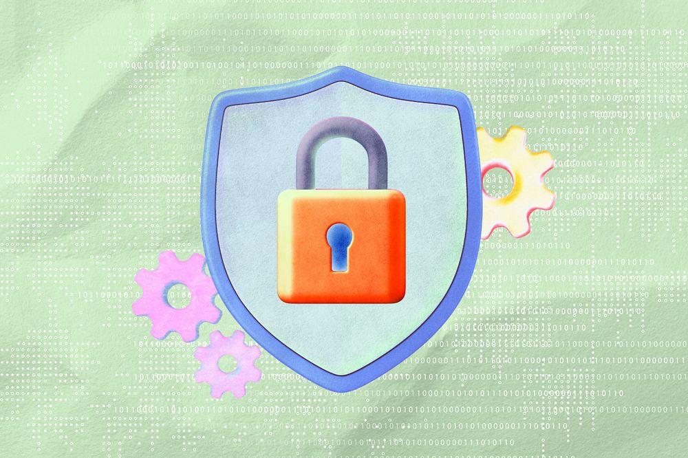 Padlock, security protection, editable design presentation background