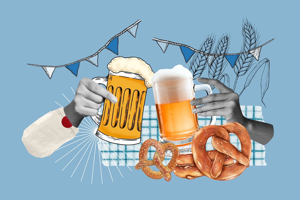 Editable Oktoberfest background, lifestyle collage remix