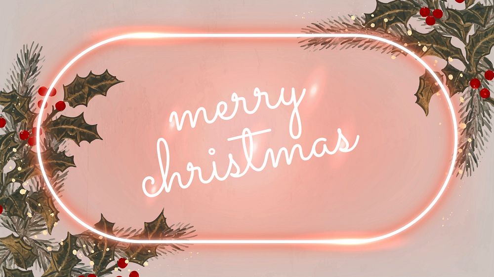 Merry Christmas Facebook cover template, neon red design 