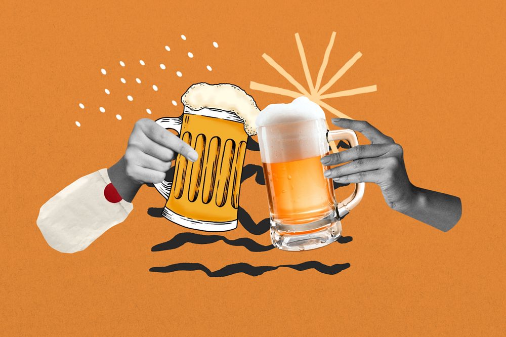 Editable beers background, lifestyle collage remix