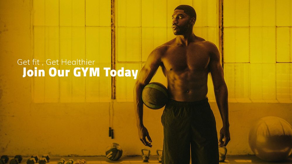 Gym ad blog banner template, editable sportive design