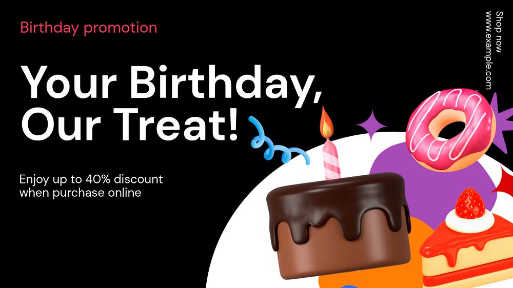 Birthday promotion  Facebook cover template, editable business design