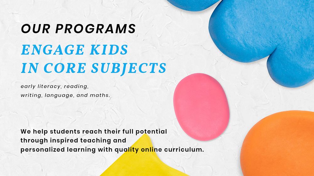 Kids education blog banner template, editable abstract plasticine clay design