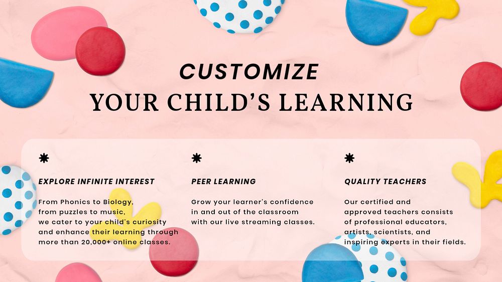 Child's learning blog banner template, editable abstract plasticine clay design